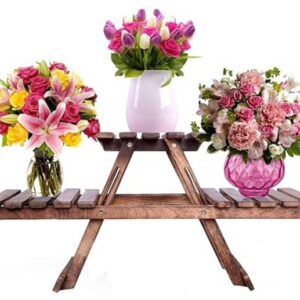 ARK WOOD ART wooden planter stand flower pot stand gard...