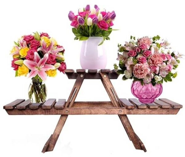 ARK WOOD ART wooden planter stand flower pot stand gard...