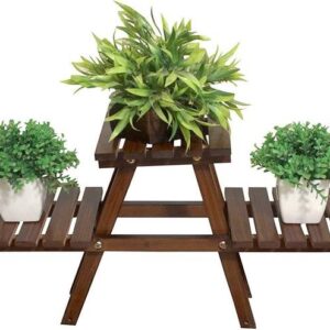 Dime Store Wooden Plant Stand For Balcony-3 Tier Plant ...