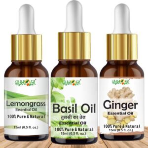 BROER Ginger Oil, Basil (Tulsi) Oil & Lemongrass Oil Na...